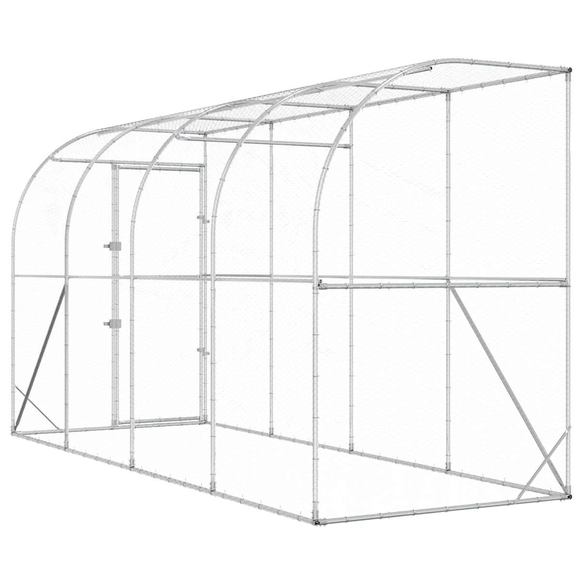 Hønsehus Mod Væg Sølv 600 x 150 x 215 cm Galvaniseret stål - Billede 6