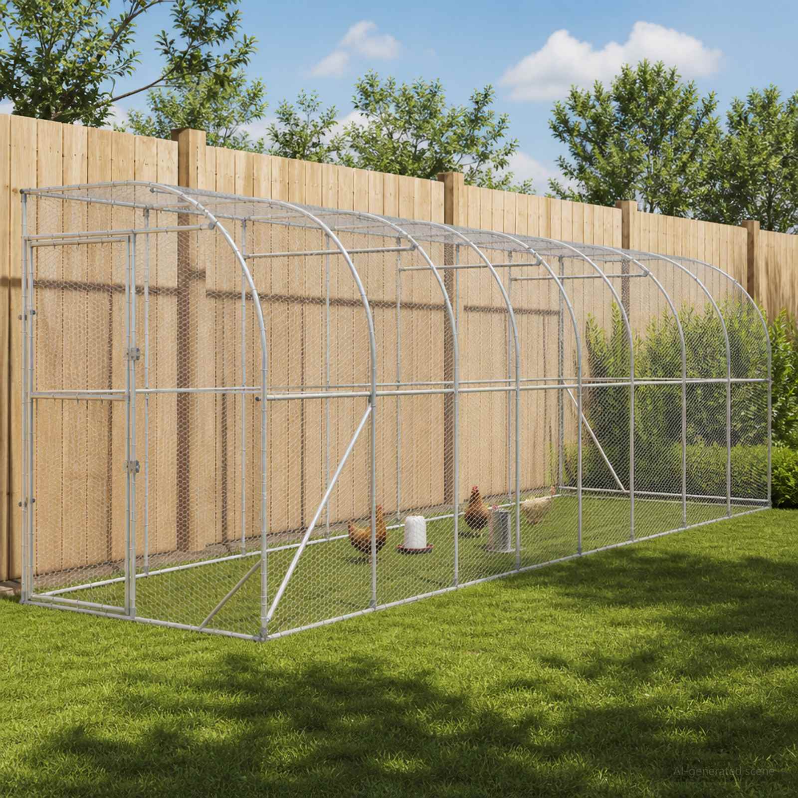 vidaXL Hønsehus Mod Væg Sølv 600 x 150 x 215 cm Galvaniseret stål