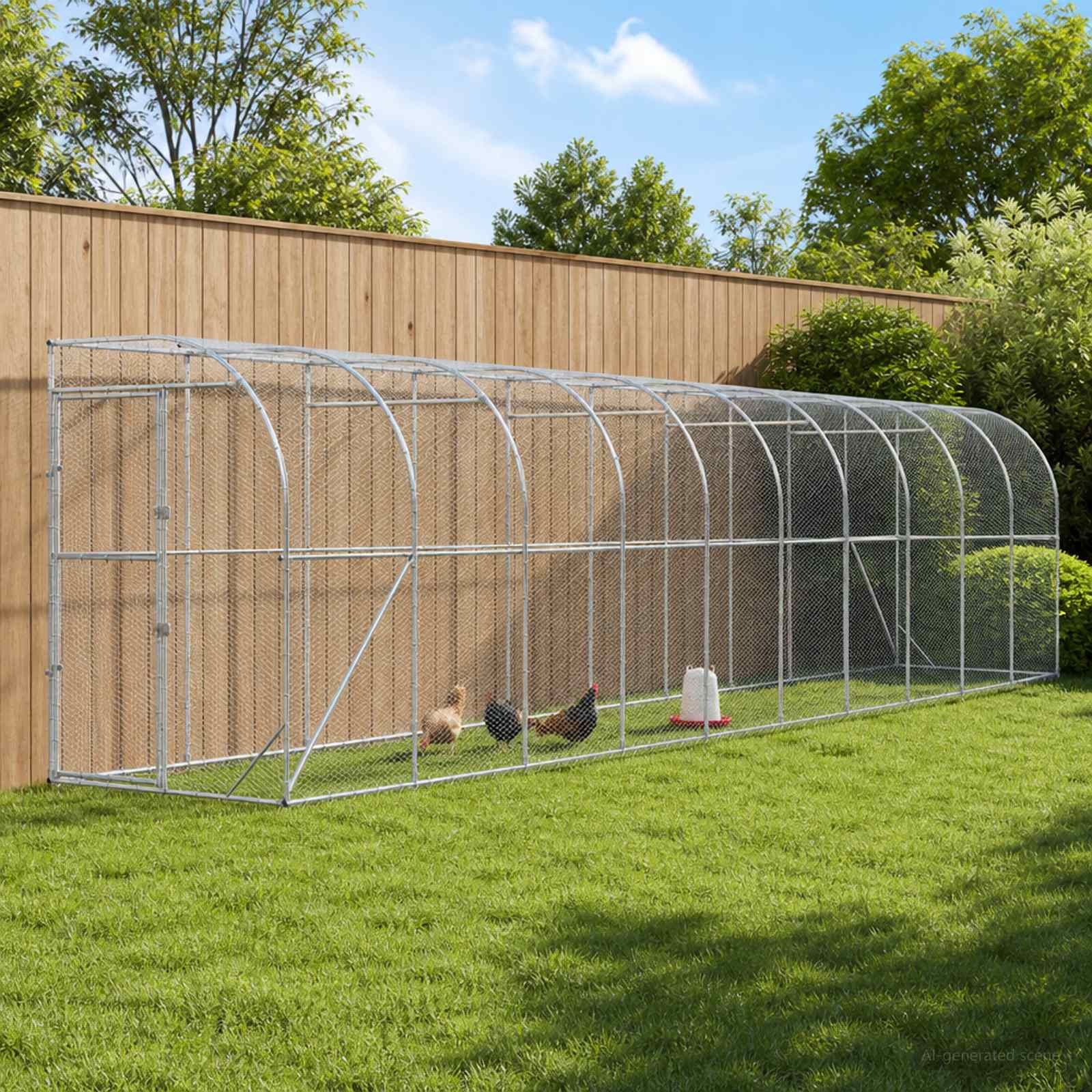 vidaXL Hønsehus Mod Væg Sølv 600 x 150 x 215 cm Galvaniseret stål