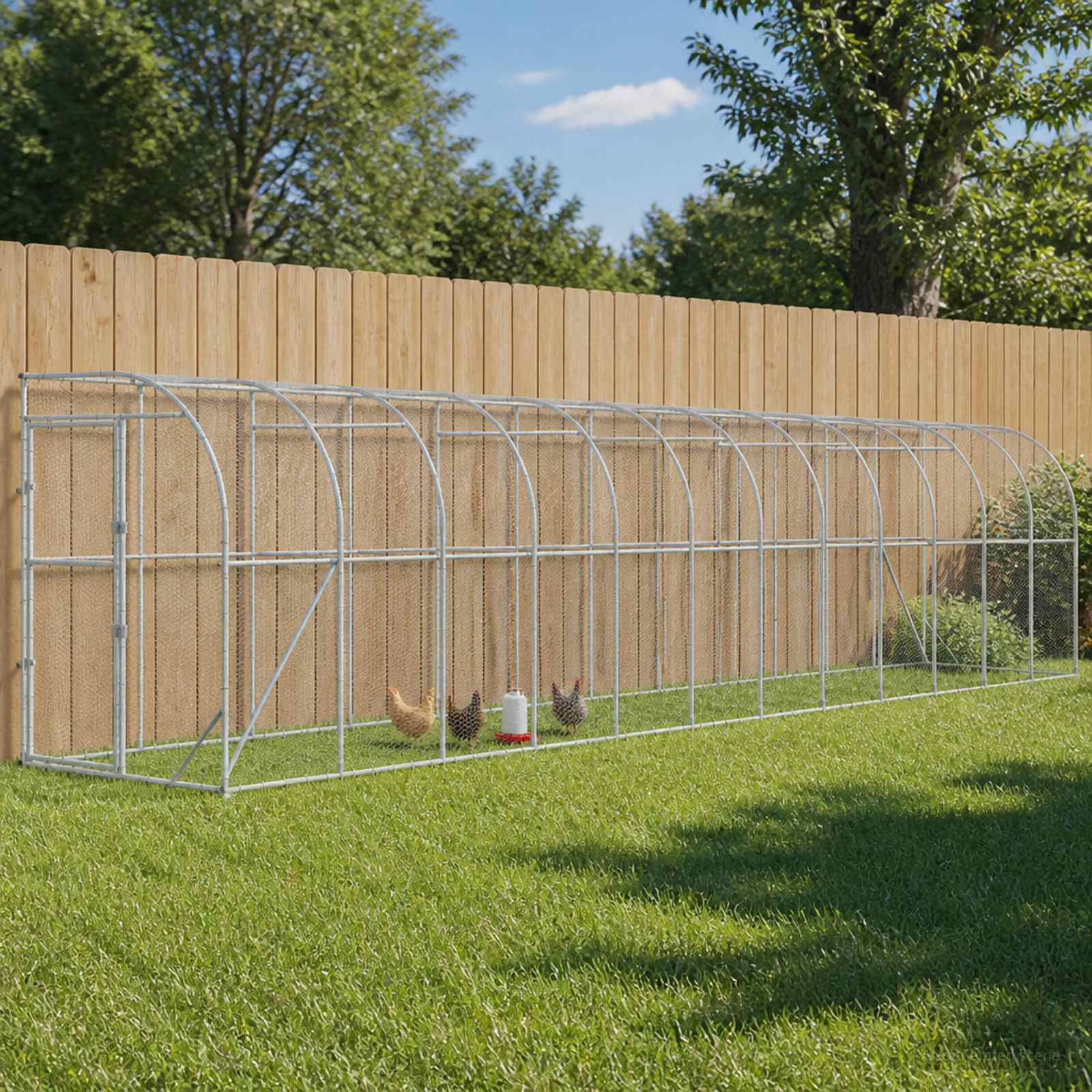 vidaXL Hønsehus Mod Væg Sølv 600 x 150 x 215 cm Galvaniseret stål