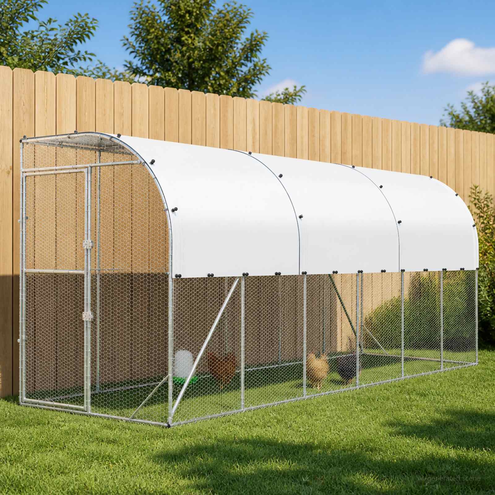 vidaXL Hønsehus Mod Væg Sølv 600 x 150 x 215 cm Galvaniseret stål