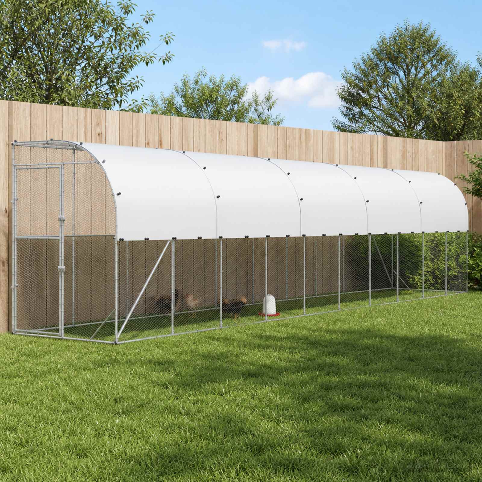 vidaXL Hønsehus Mod Væg Sølv 600 x 150 x 215 cm Galvaniseret stål