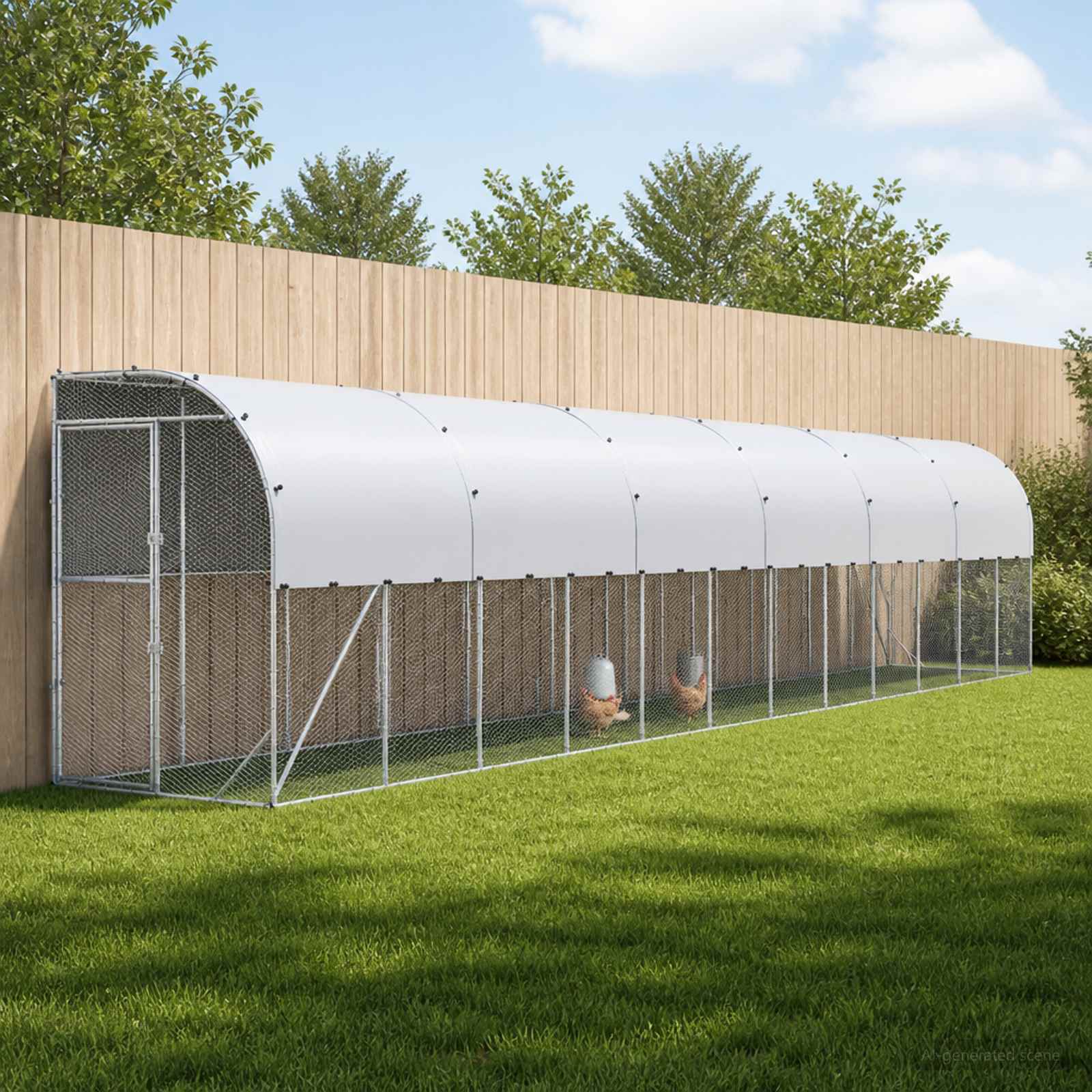 vidaXL Hønsehus Mod Væg Sølv 600 x 150 x 215 cm Galvaniseret stål