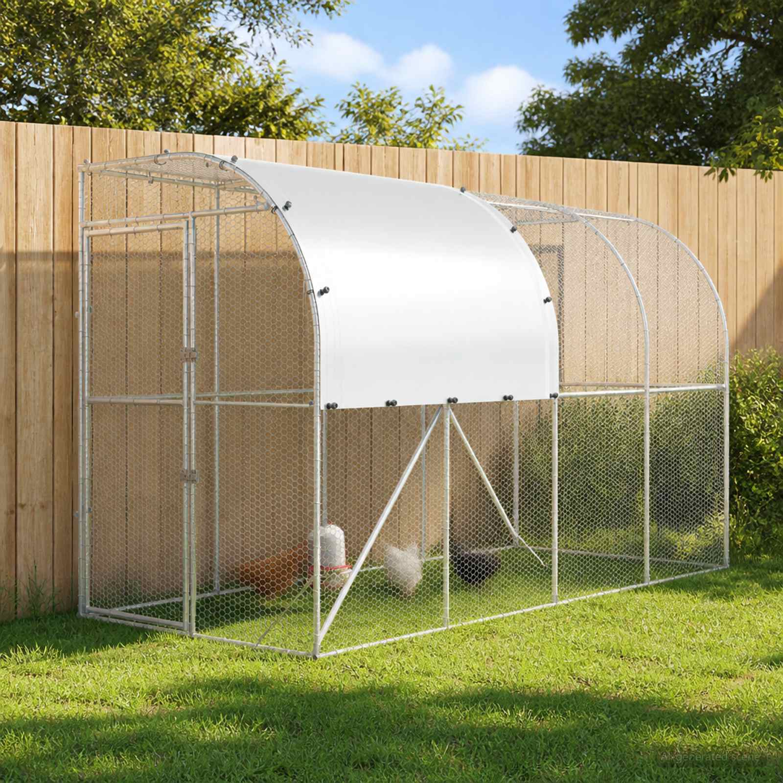 vidaXL Hønsehus Mod Væg Sølv 400 x 100 x 215 cm Galvaniseret stål