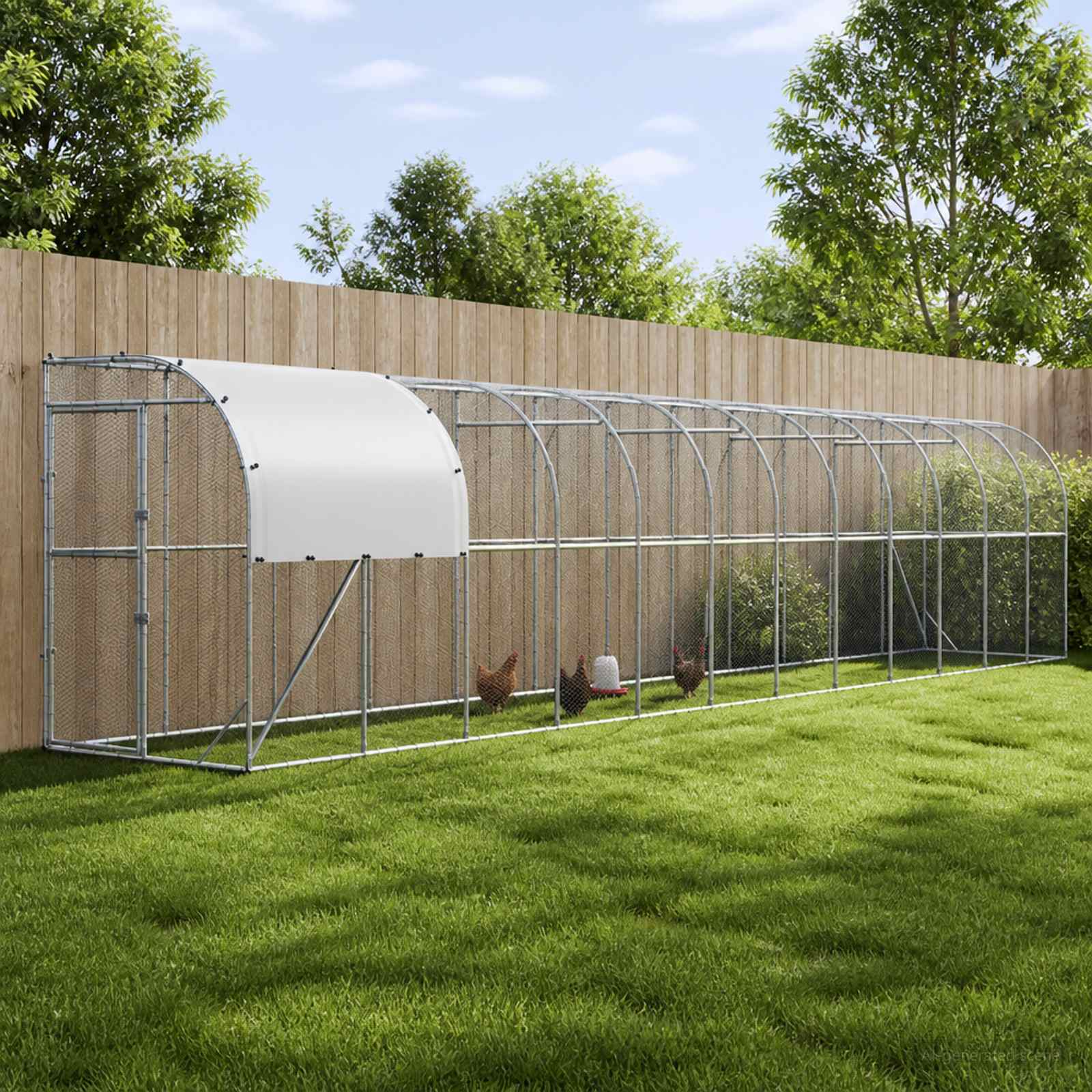 vidaXL Hønsehus Mod Væg Sølv 1200 x 100 x 215 cm Galvaniseret stål