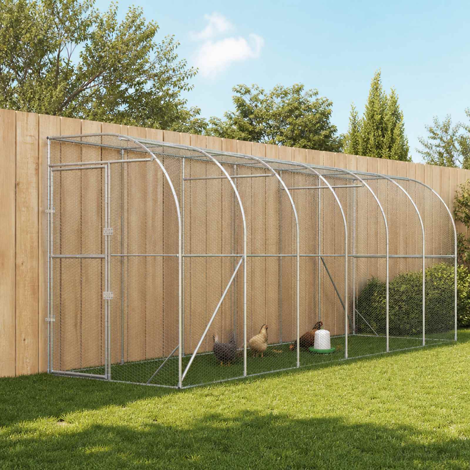 vidaXL Hønsehus Mod Væg Sølv 600 x 150 x 215 cm Galvaniseret stål