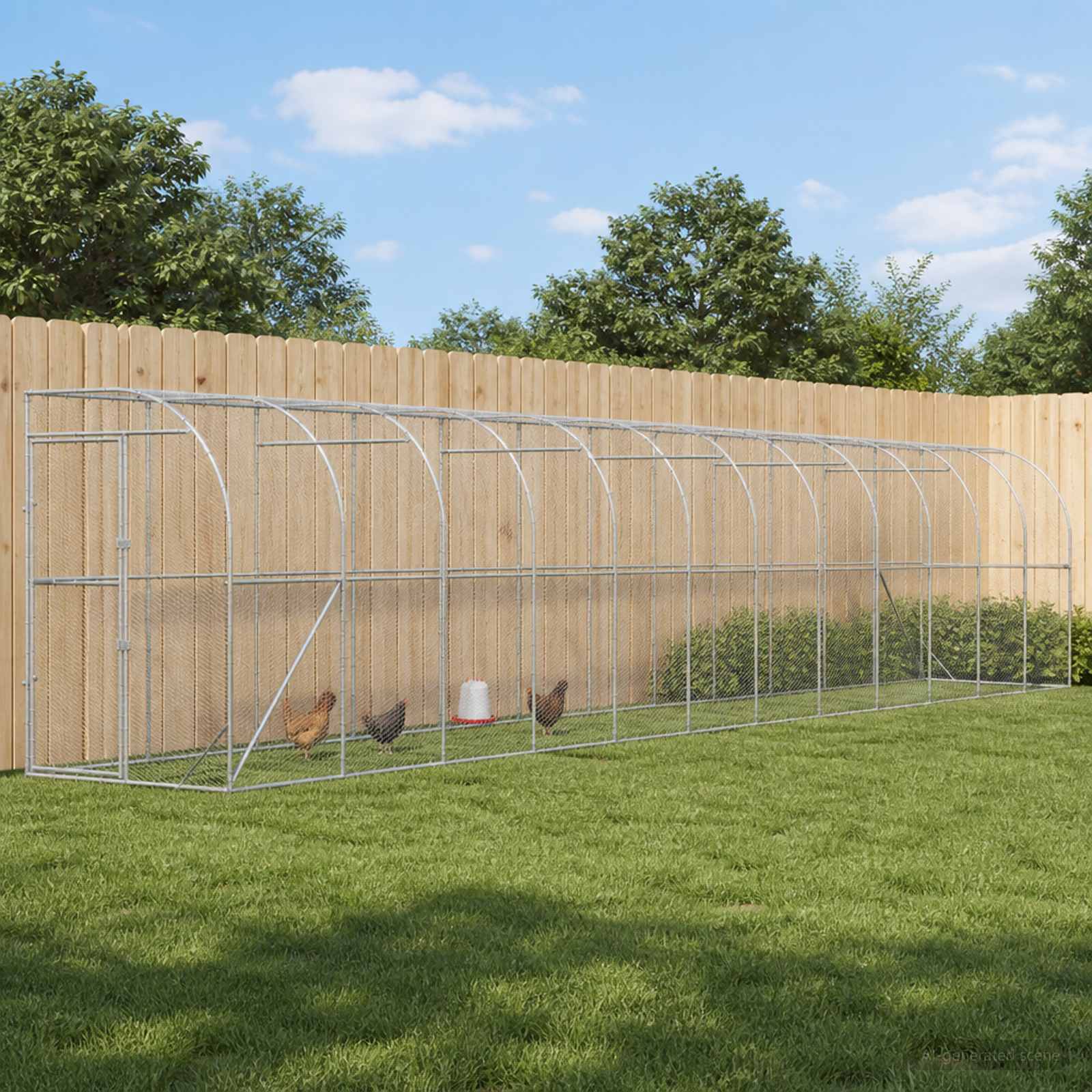 vidaXL Hønsehus Mod Væg Sølv 600 x 150 x 215 cm Galvaniseret stål