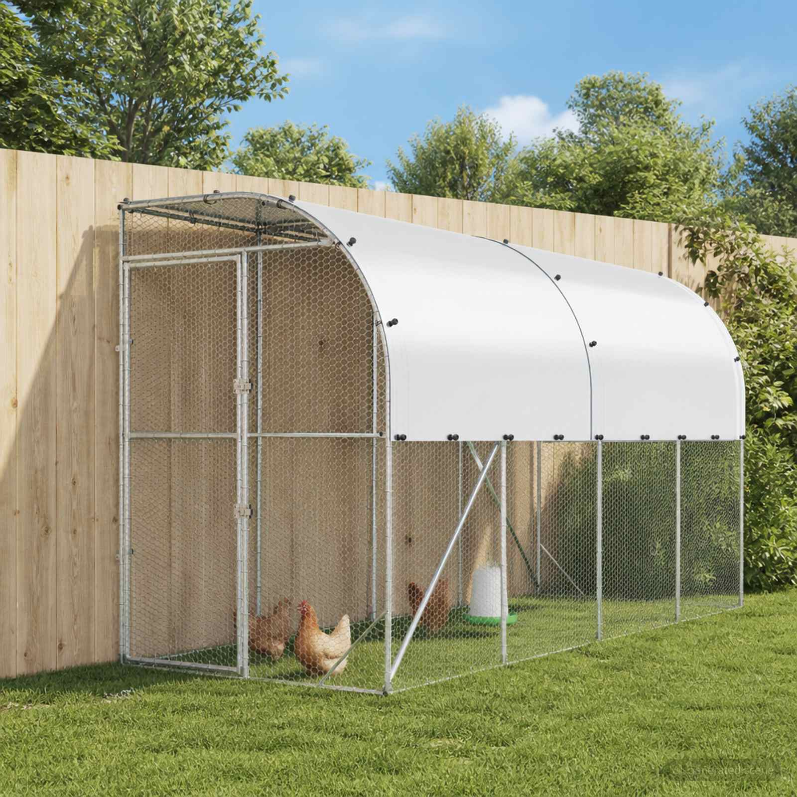 vidaXL Hønsehus Mod Væg Sølv 600 x 150 x 215 cm Galvaniseret stål