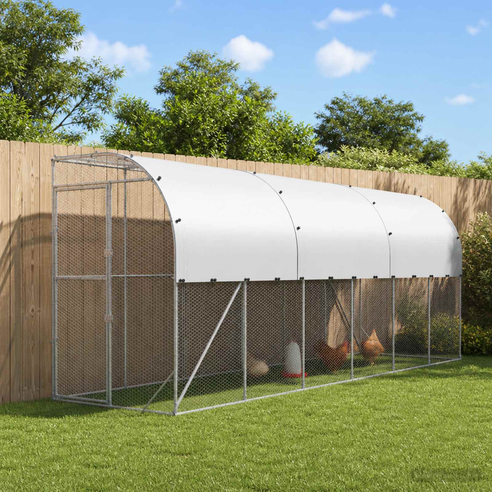 vidaXL Hønsehus Mod Væg Sølv 600 x 150 x 215 cm Galvaniseret stål