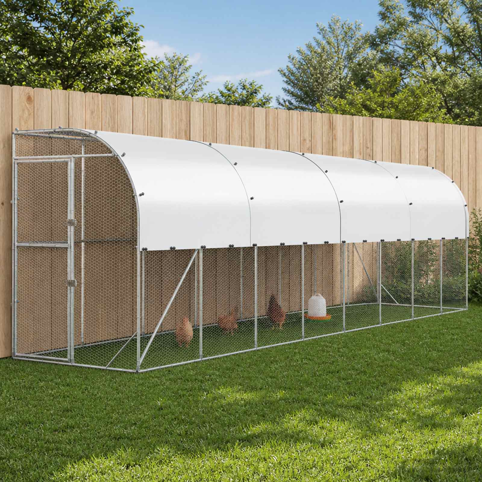 vidaXL Hønsehus Mod Væg Sølv 600 x 150 x 215 cm Galvaniseret stål