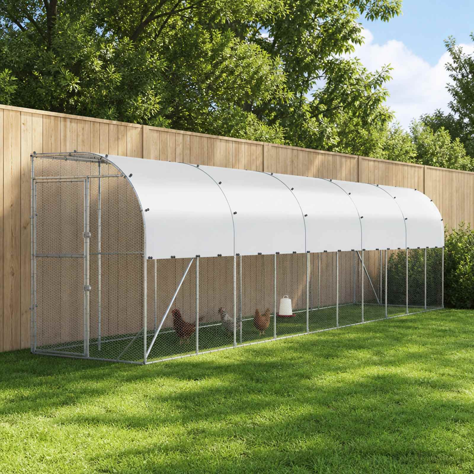 vidaXL Hønsehus Mod Væg Sølv 600 x 150 x 215 cm Galvaniseret stål