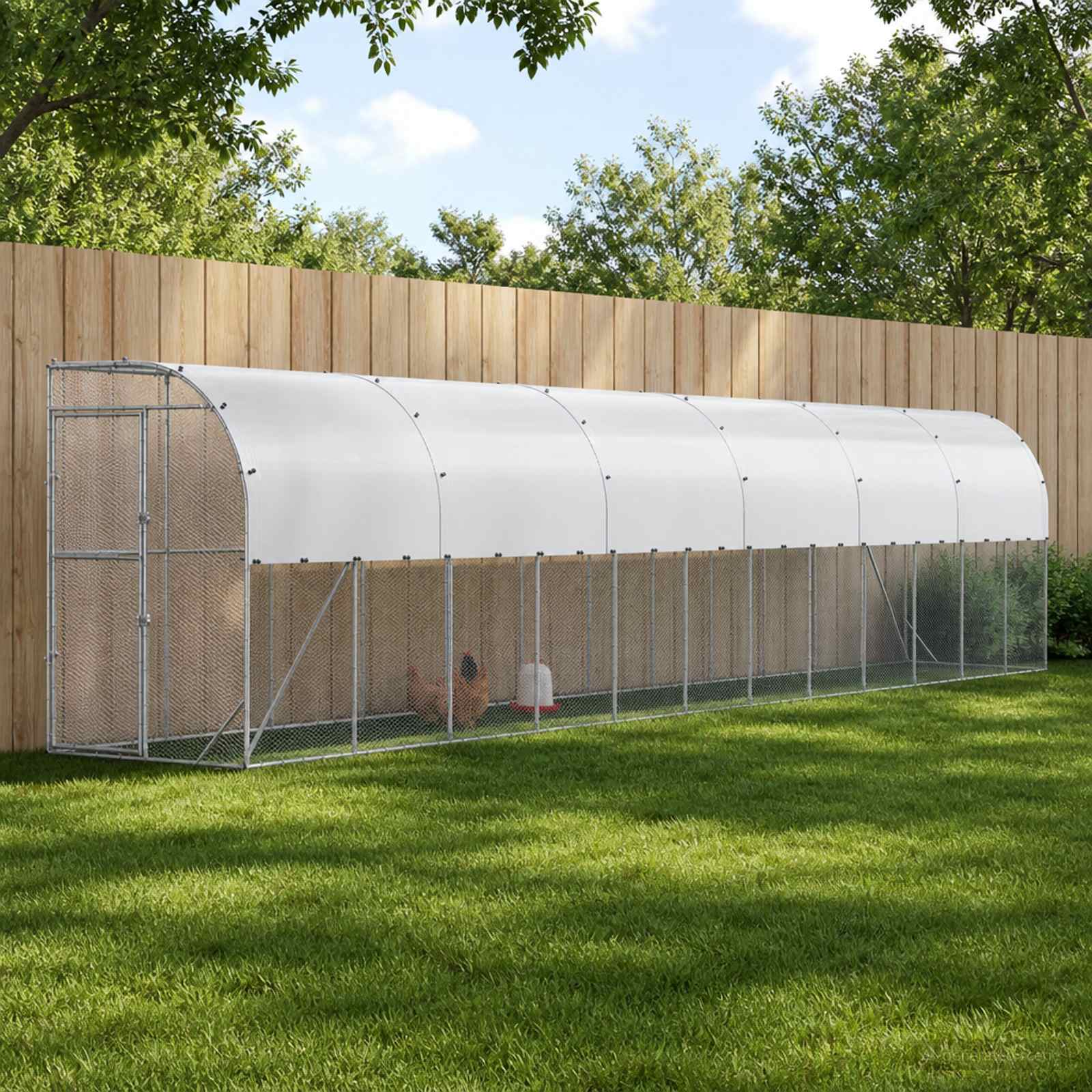 vidaXL Hønsehus Mod Væg Sølv 600 x 150 x 215 cm Galvaniseret stål