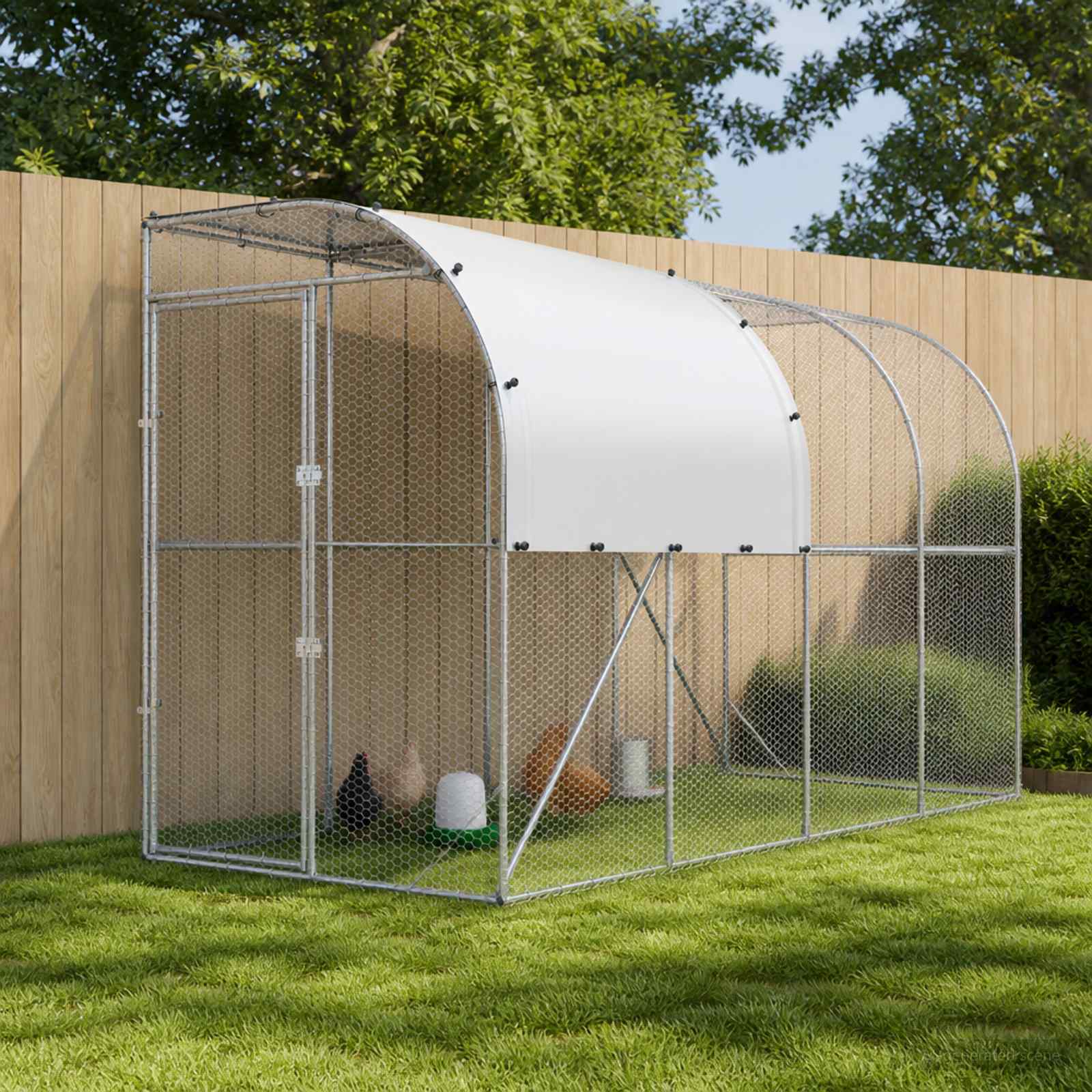 vidaXL Hønsehus Mod Væg Sølv 400 x 150 x 215 cm Galvaniseret stål