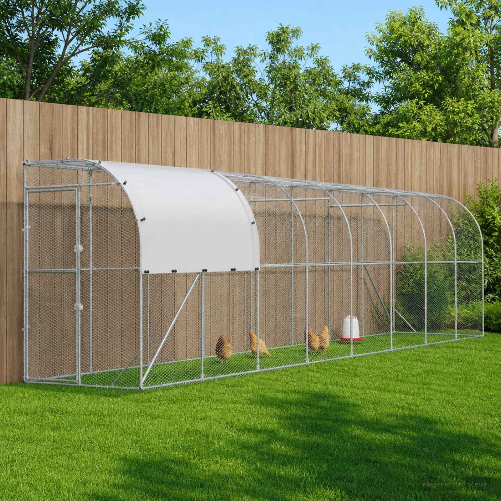 vidaXL Hønsehus Mod Væg Sølv 800 x 150 x 215 cm Galvaniseret stål