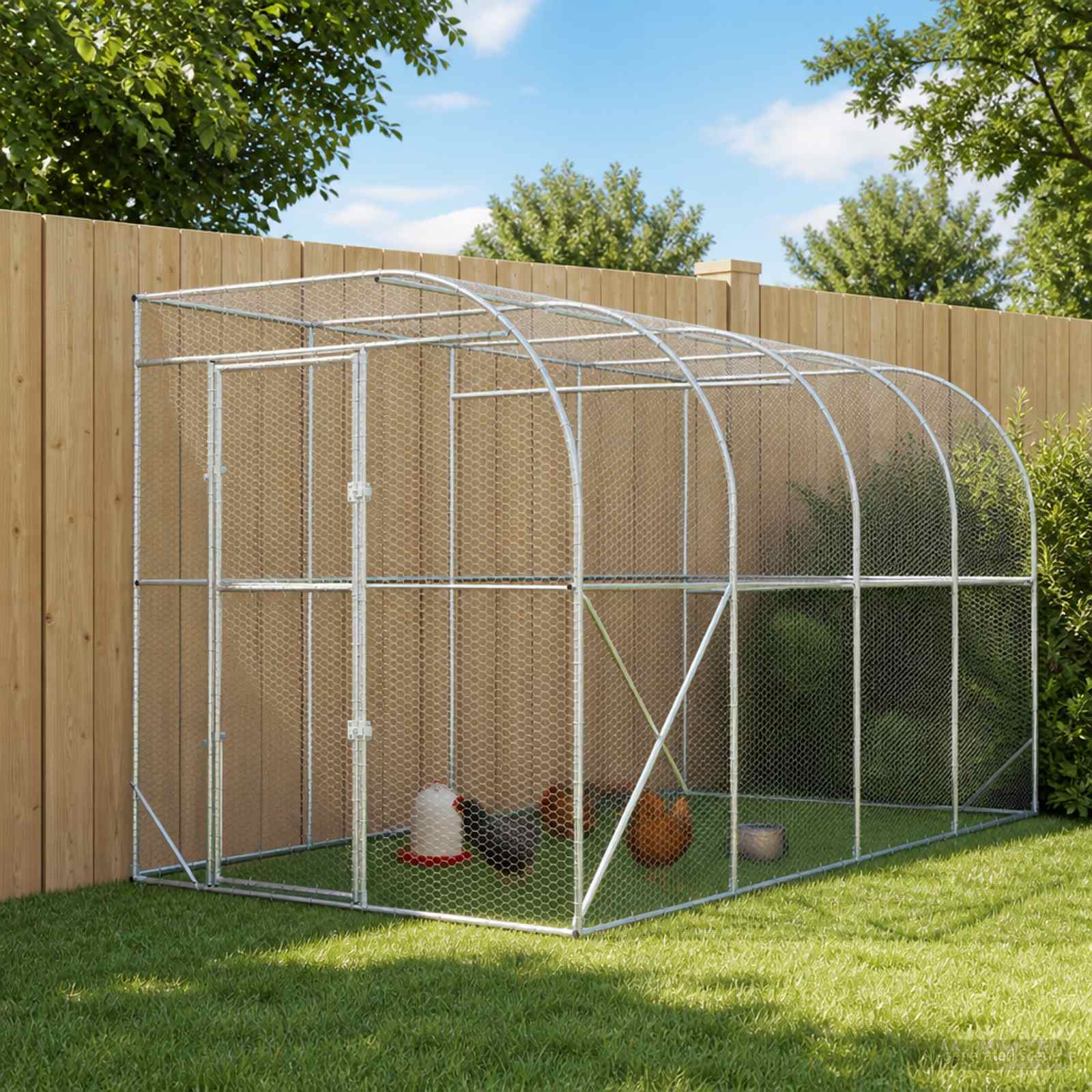 vidaXL Hønsehus Mod Væg Sølv 600 x 150 x 215 cm Galvaniseret stål