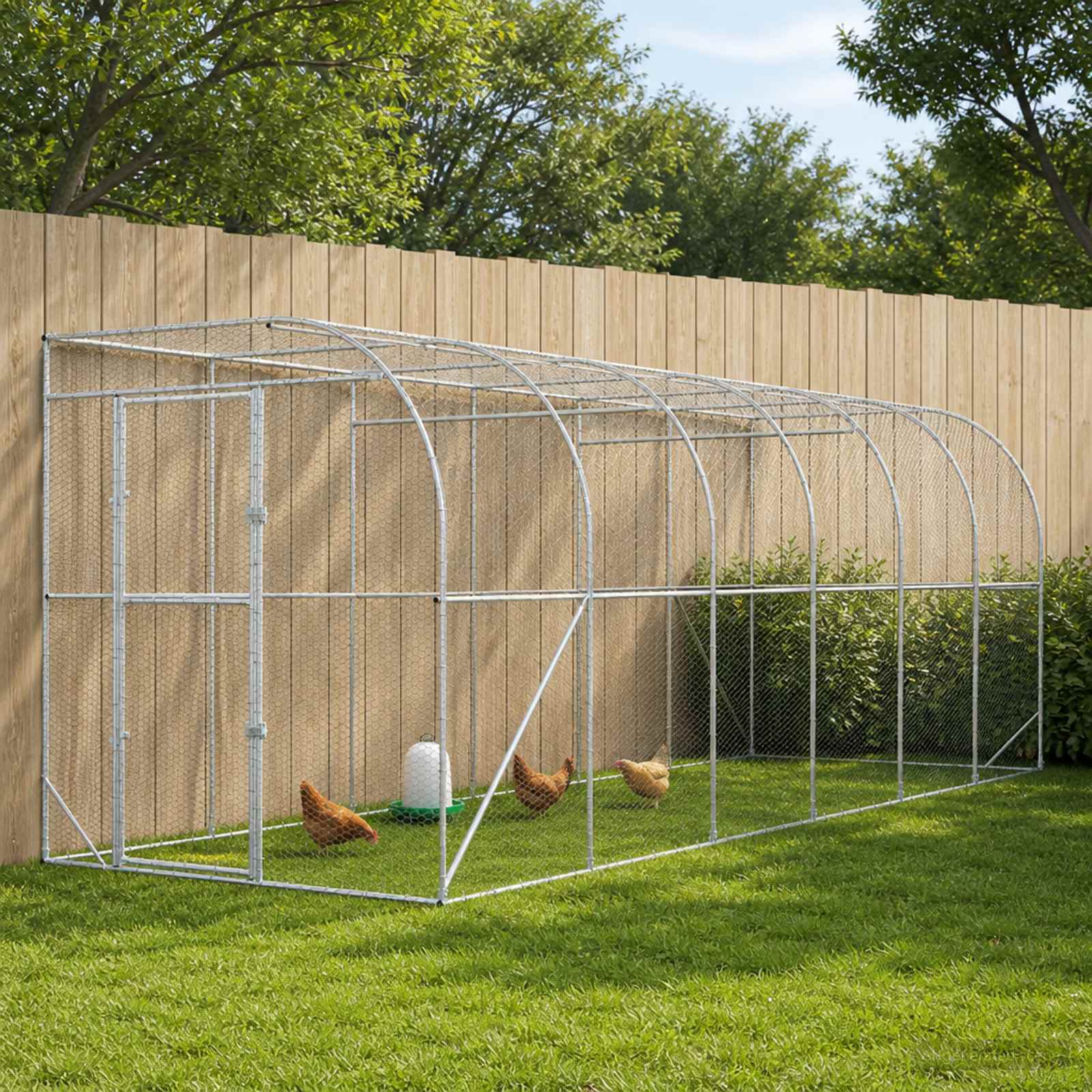 vidaXL Hønsehus Mod Væg Sølv 600 x 150 x 215 cm Galvaniseret stål