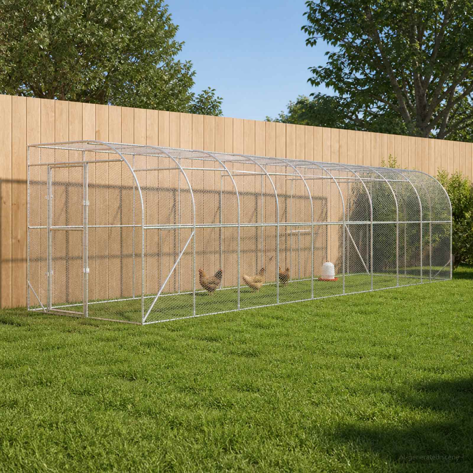 vidaXL Hønsehus Mod Væg Sølv 600 x 150 x 215 cm Galvaniseret stål