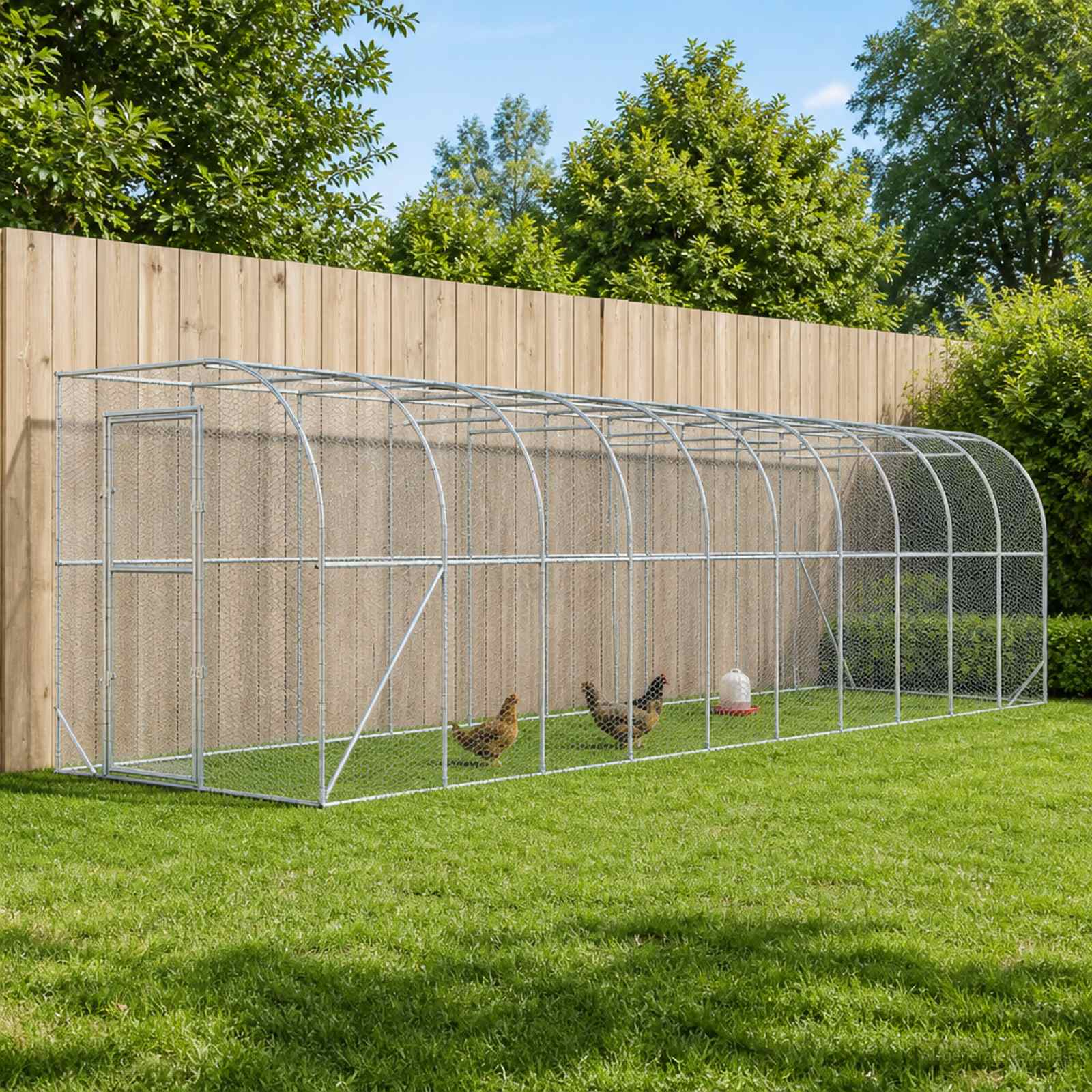 vidaXL Hønsehus Mod Væg Sølv 600 x 150 x 215 cm Galvaniseret stål