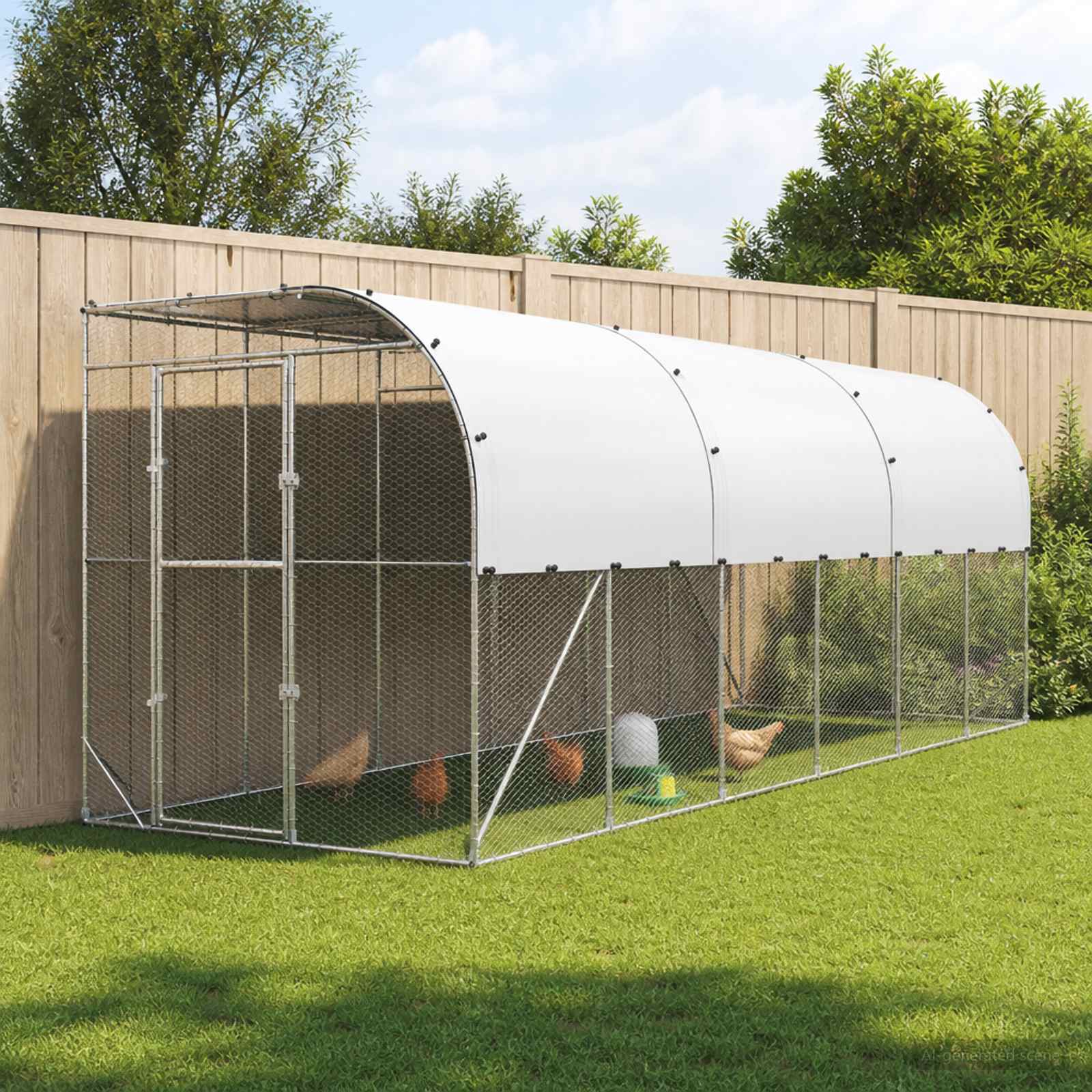 vidaXL Hønsehus Mod Væg Sølv 600 x 150 x 215 cm Galvaniseret stål