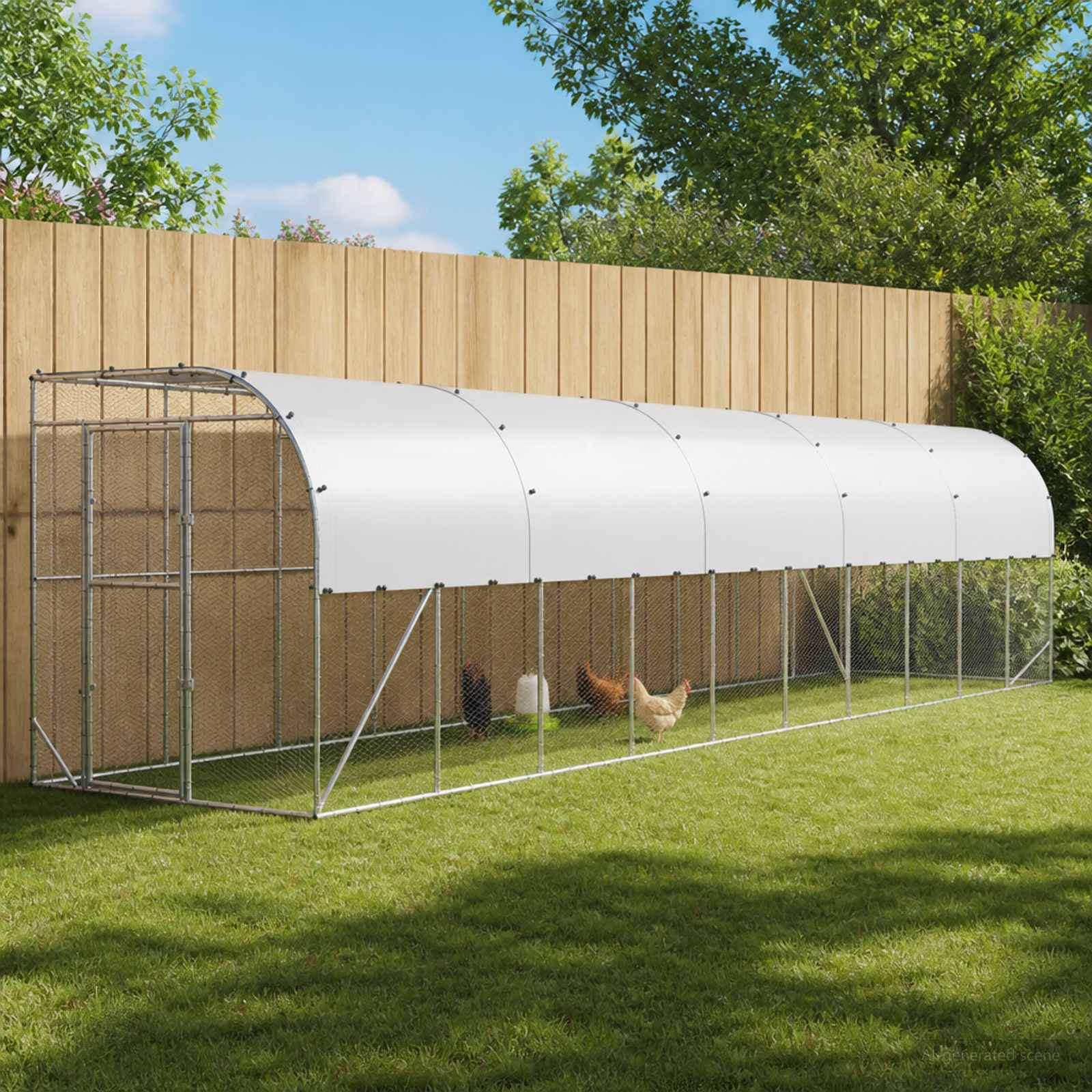 vidaXL Hønsehus Mod Væg Sølv 600 x 150 x 215 cm Galvaniseret stål