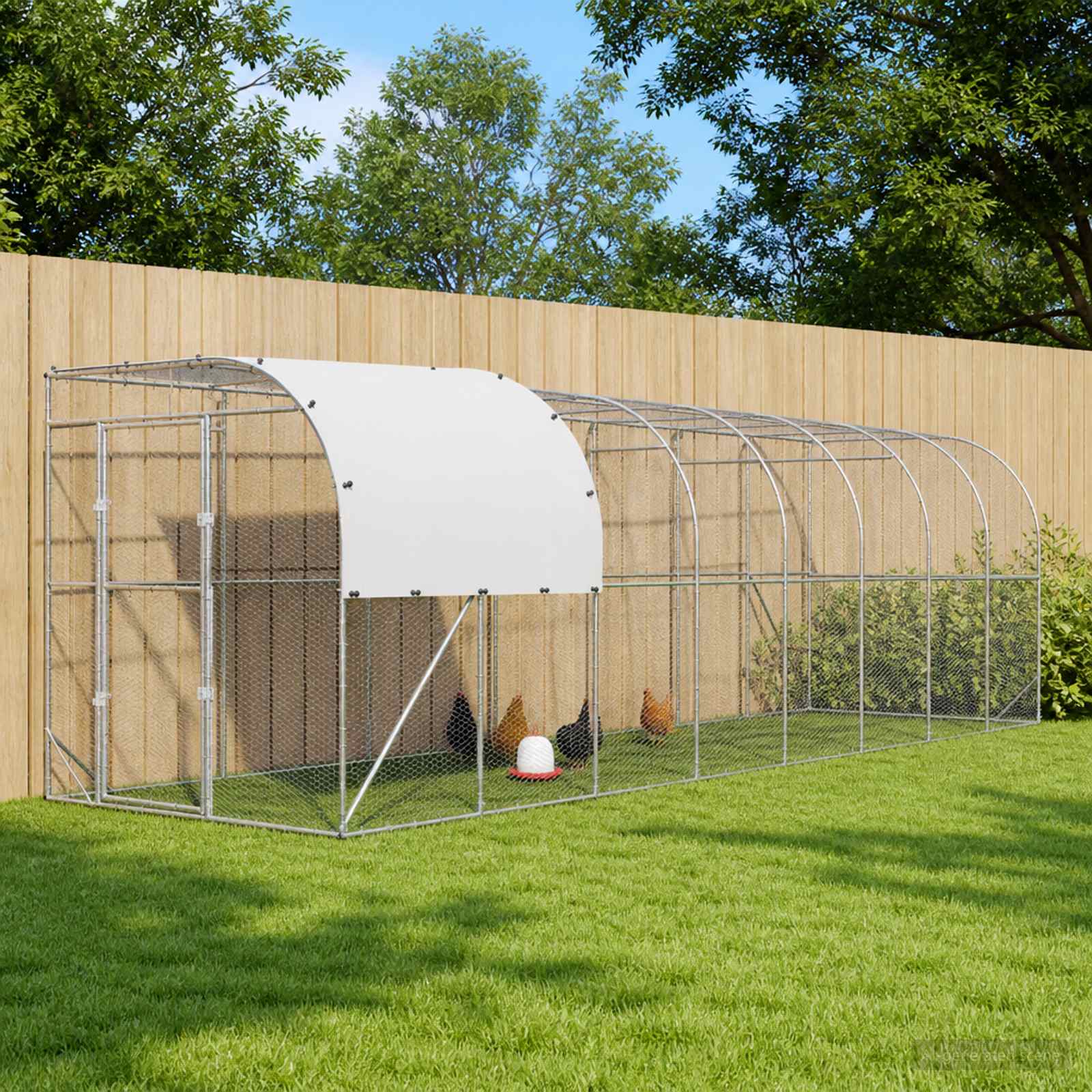 vidaXL Hønsehus Mod Væg Sølv 800 x 200 x 215 cm Galvaniseret stål