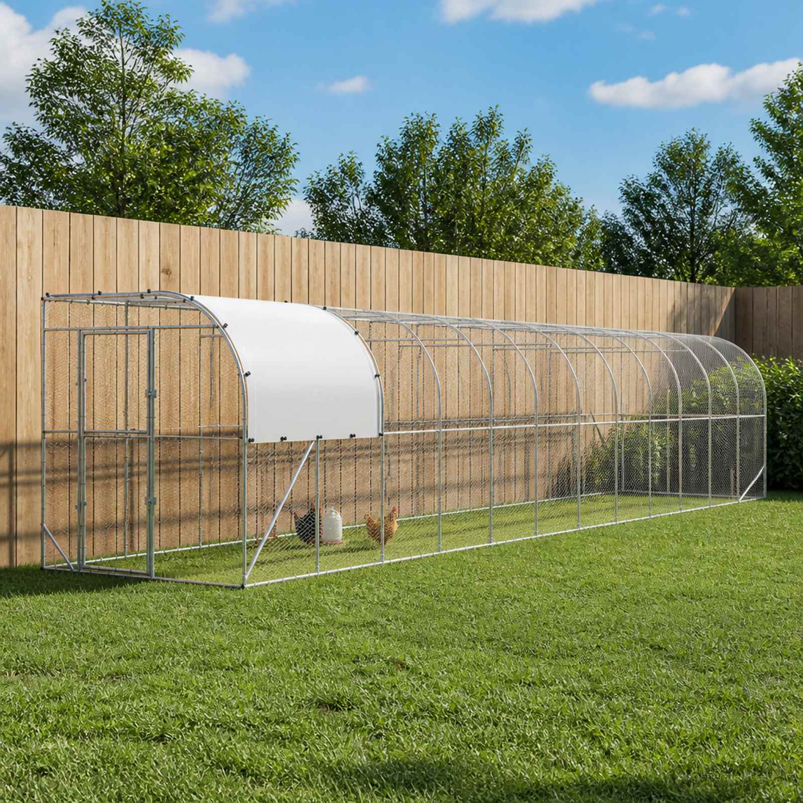 vidaXL Hønsehus Mod Væg Sølv 1200 x 200 x 215 cm Galvaniseret stål