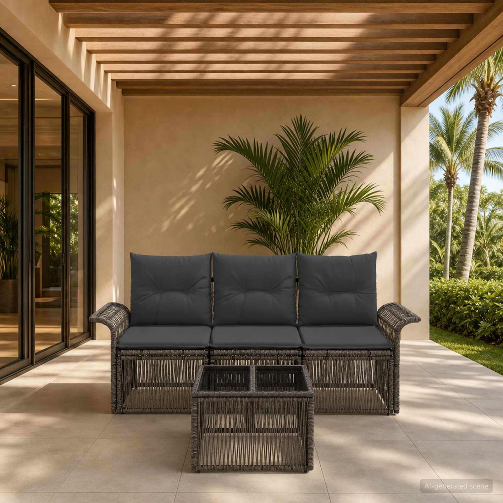 Set Divano da Giardino 4 pcs Grigio polyrattan - immagine prodotto