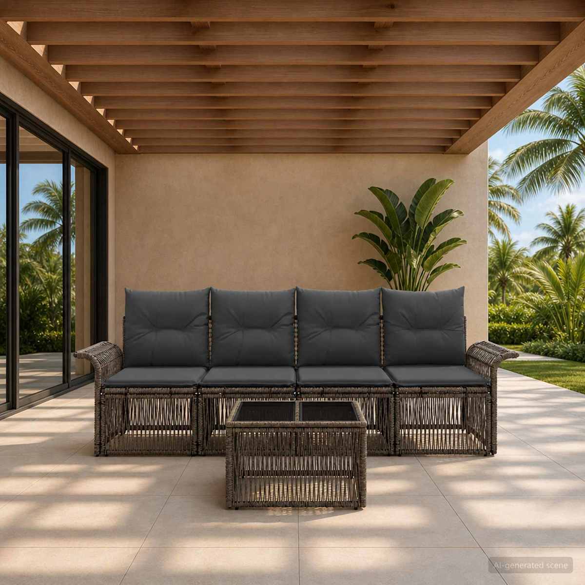 Havesofa Sæt 5 stk. polyrattan