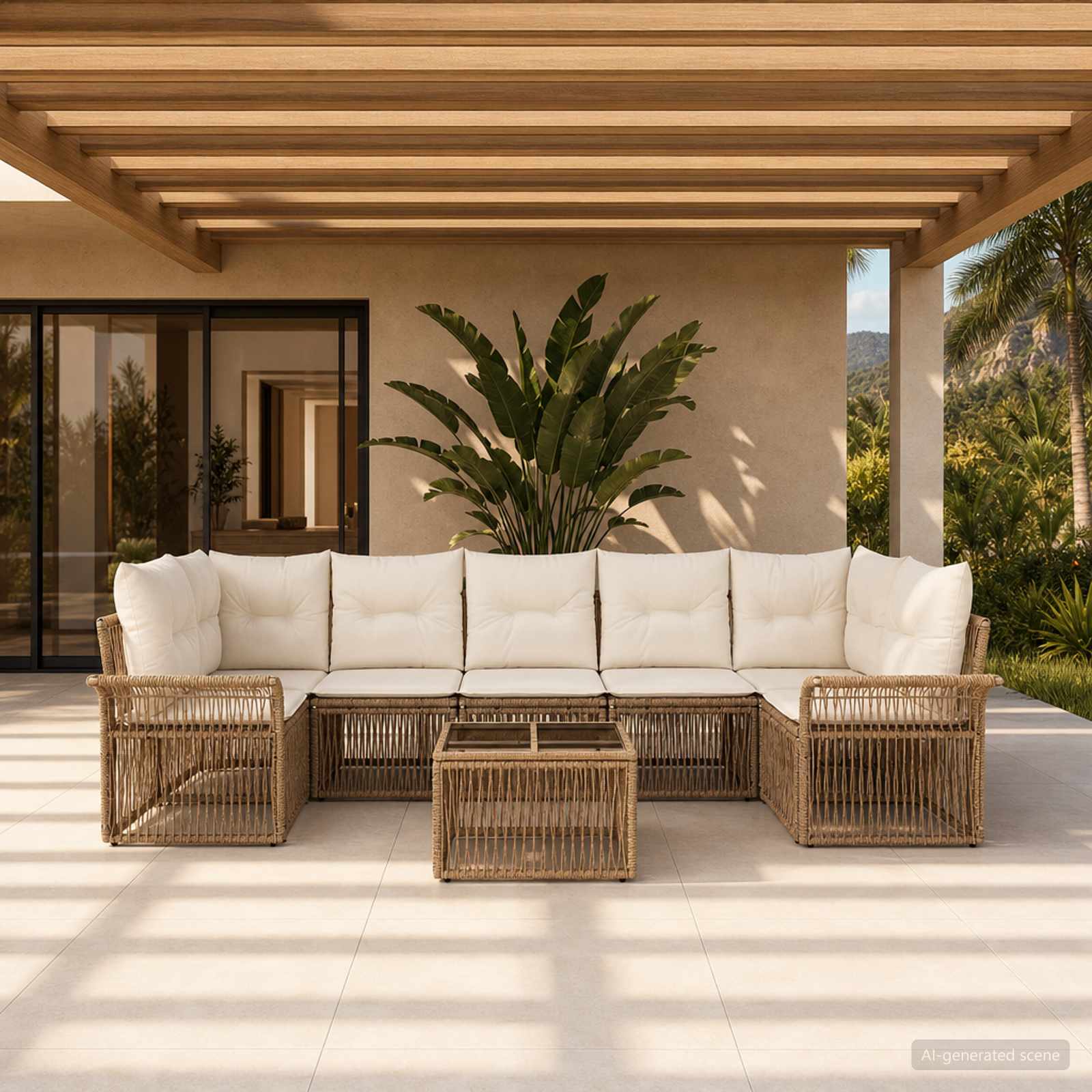 vidaXL Gartensofa-set 8 stk. Beige Poly-Rattan