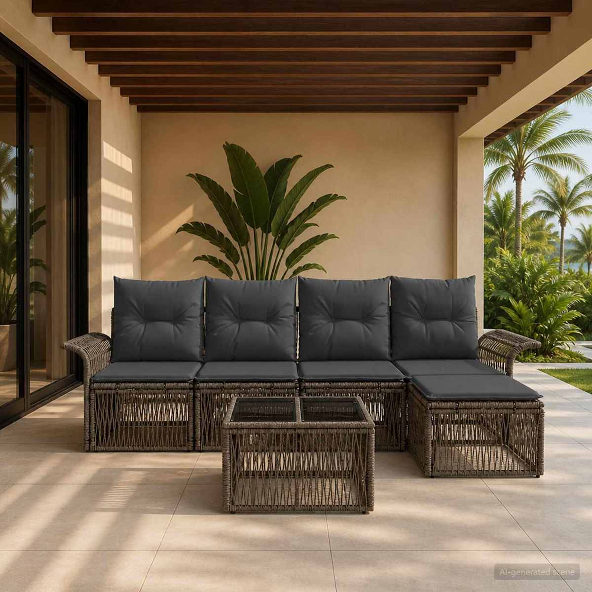 Havesofa Sæt 6 stk. polyrattan