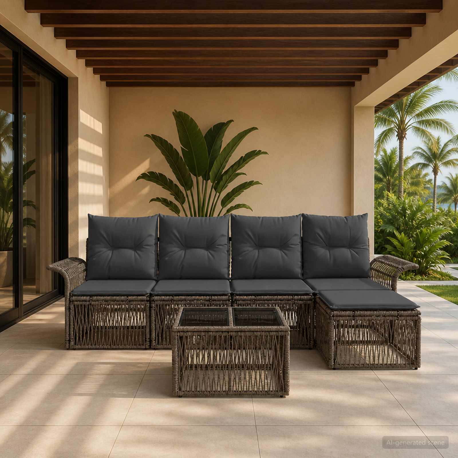 Set Divano da Giardino 6 pcs Grigio polyrattan - immagine prodotto