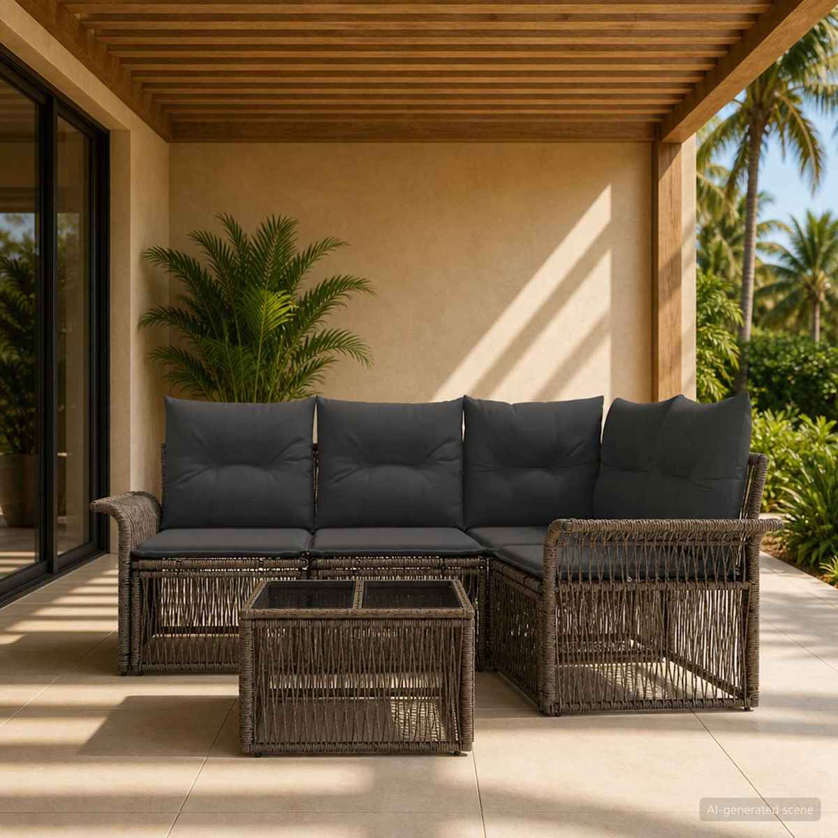 Havesofa Sæt 5 stk. polyrattan