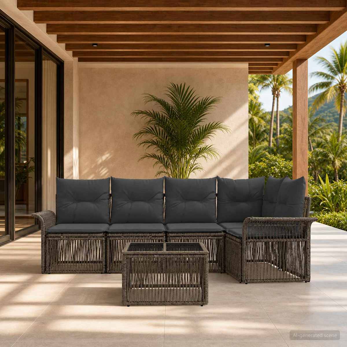Havesofa Sæt 6 stk. polyrattan