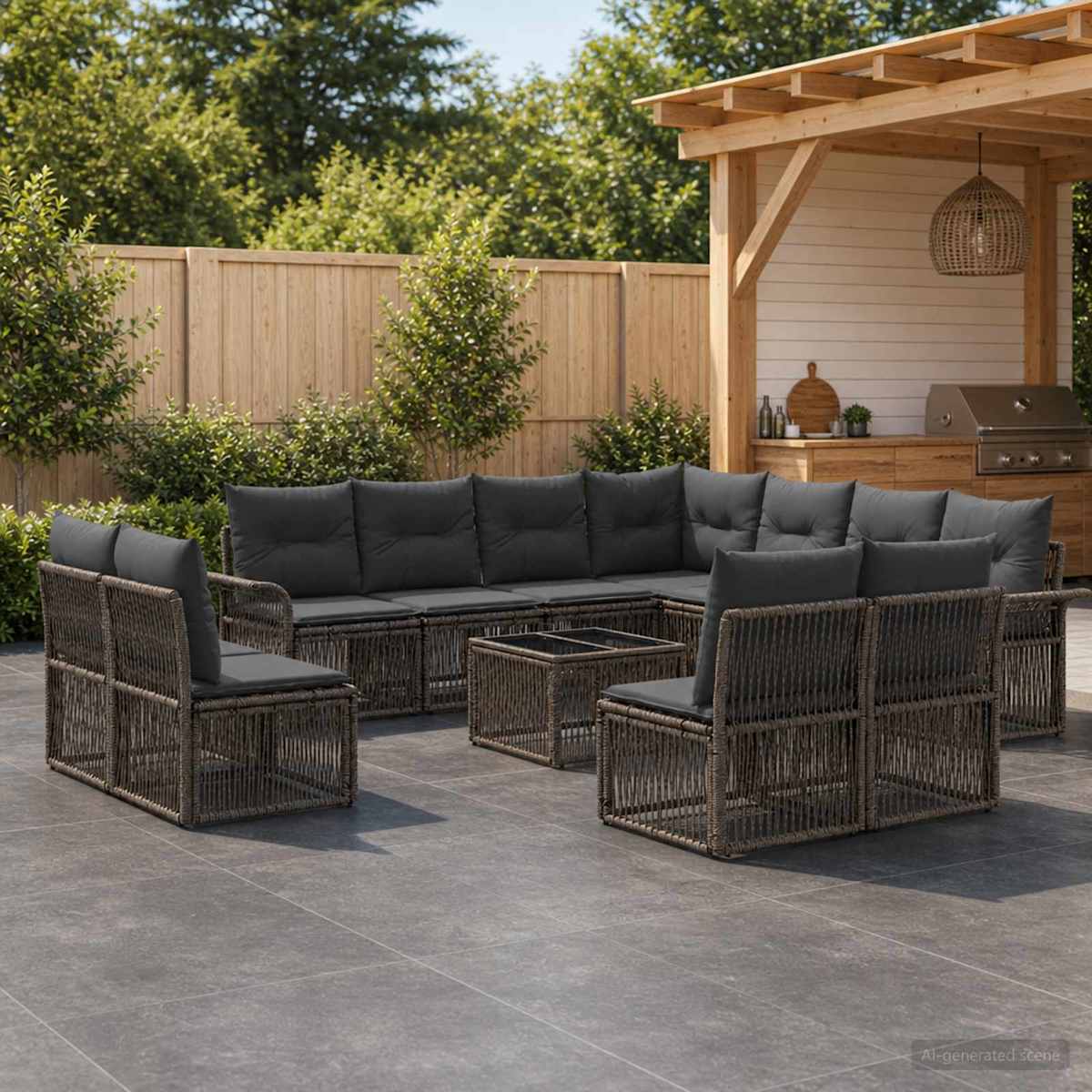 Havesofa Sæt 12 stk. polyrattan