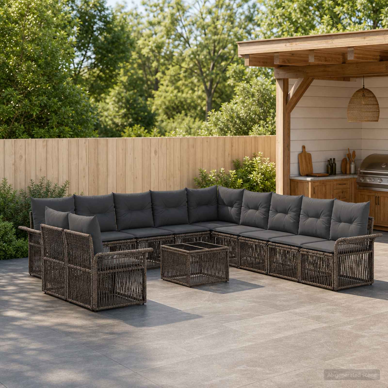 Tuinbankenset 12 pcs Grijs poly rattan – afbeelding 1