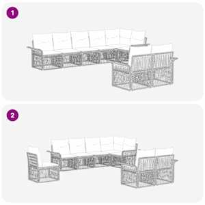 Sada zahradních pohovek 8 pcs Béžová polyratan - obrázek 5