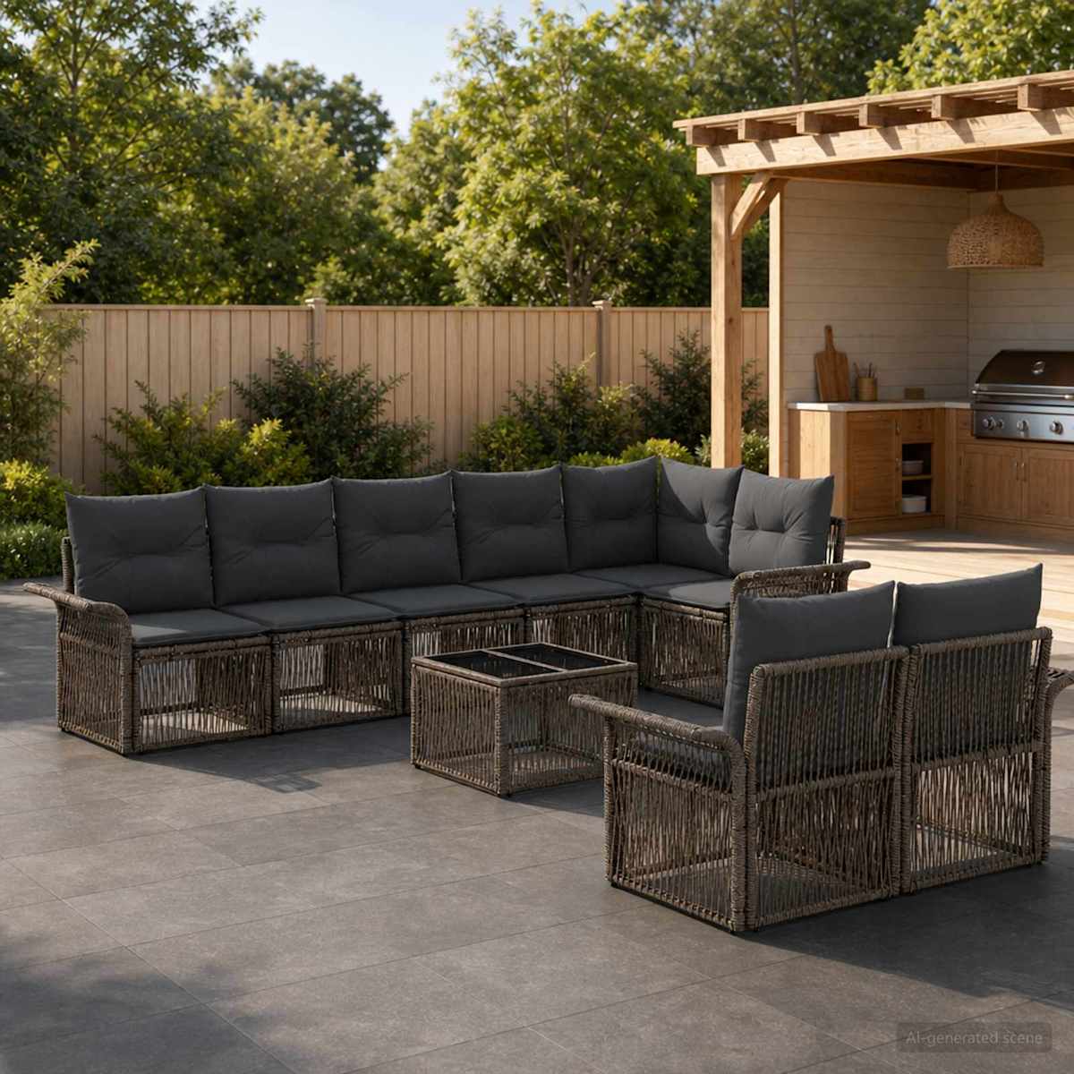 Havesofa Sæt 9 stk. polyrattan