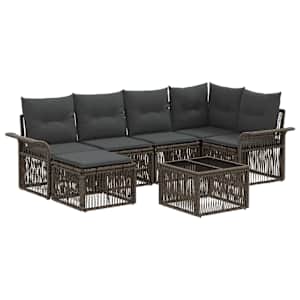 Vrtna sedežna garnitura 7 pcs Siva poli ratan