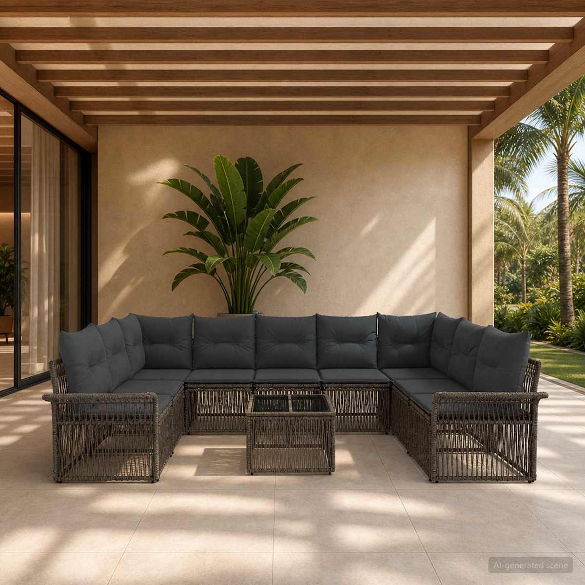 Havesofa Sæt 10 stk. polyrattan
