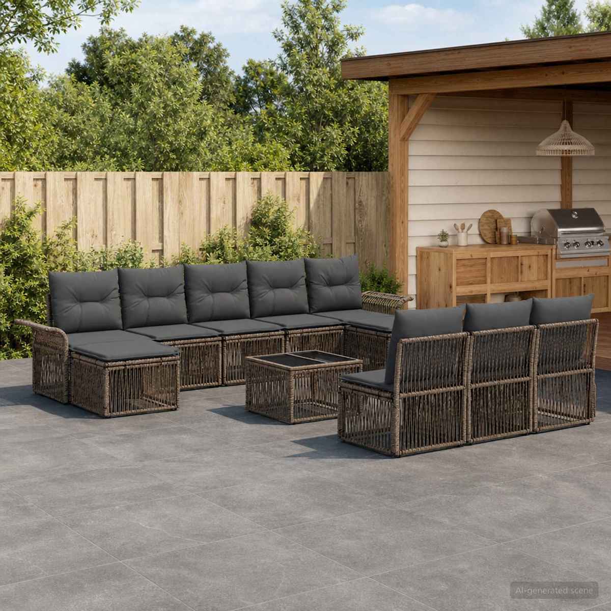 Havesofa Sæt 11 stk. polyrattan