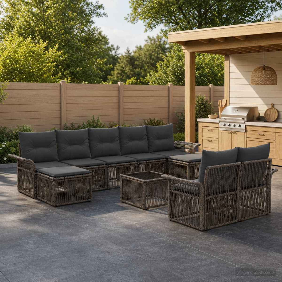Havesofa Sæt 10 stk. polyrattan