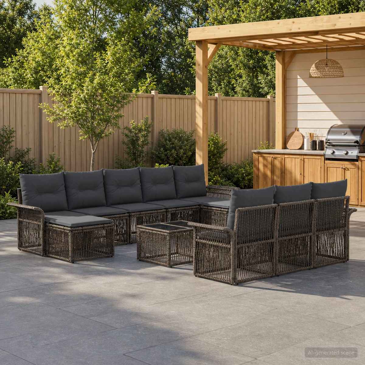 Havesofa Sæt 11 stk. polyrattan