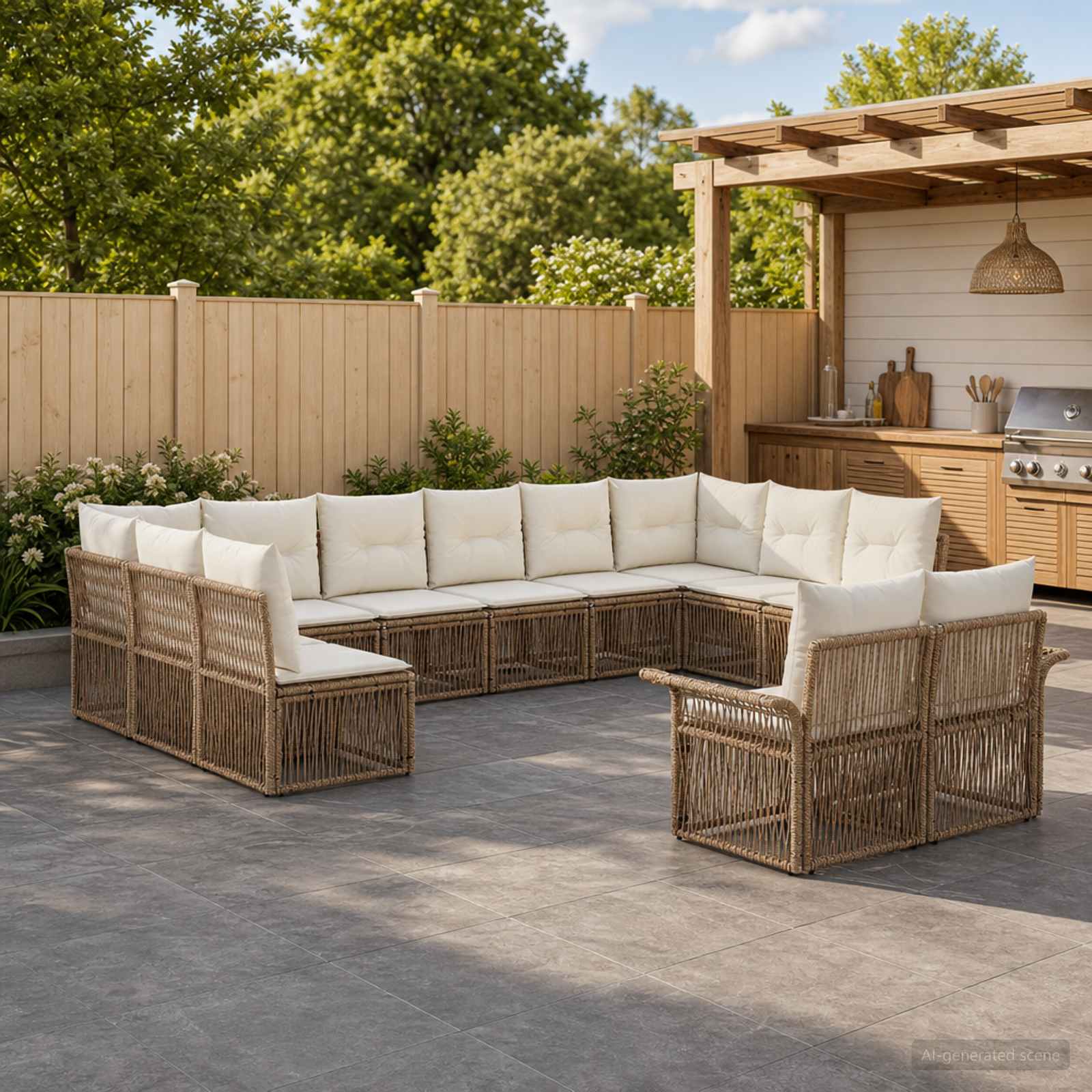 Tuinbankenset 12 pcs Beige poly rattan – afbeelding 1