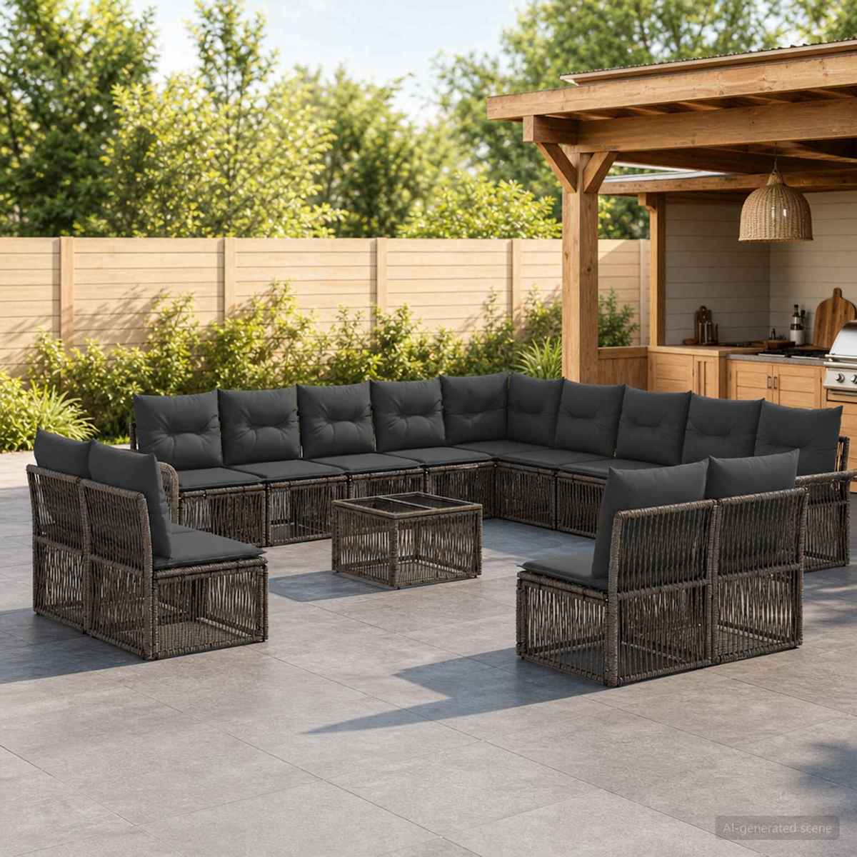 Havesofa Sæt 14 stk. polyrattan