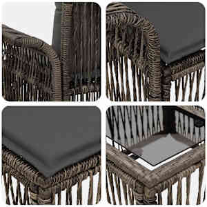 Sada zahradních pohovek 12 pcs Šedá a tmavě šedá polyratan - obrázek 7