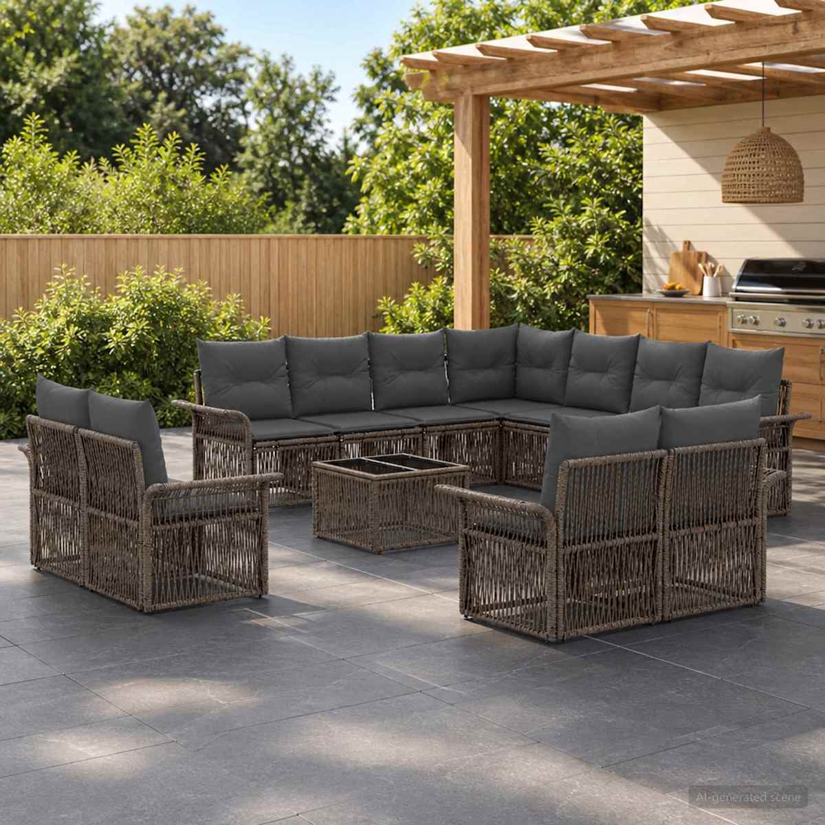 Havesofa Sæt 12 stk. polyrattan
