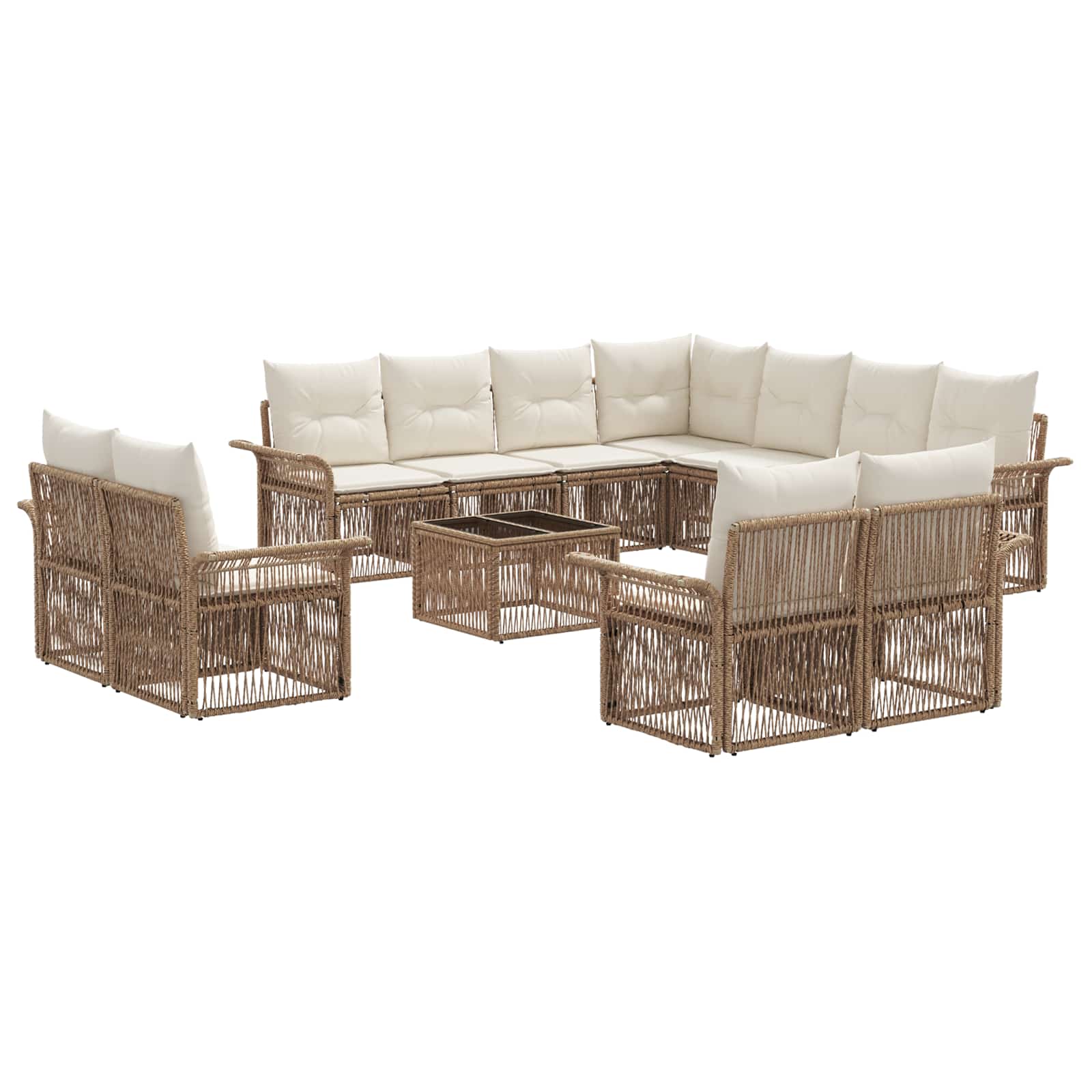 Sada zahradních pohovek 12 pcs Beige a krémová bílá polyratan