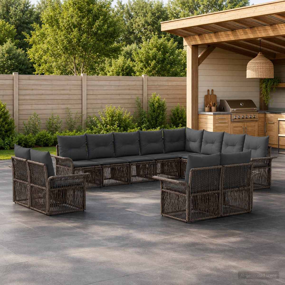 Havesofa Sæt 12 stk. polyrattan