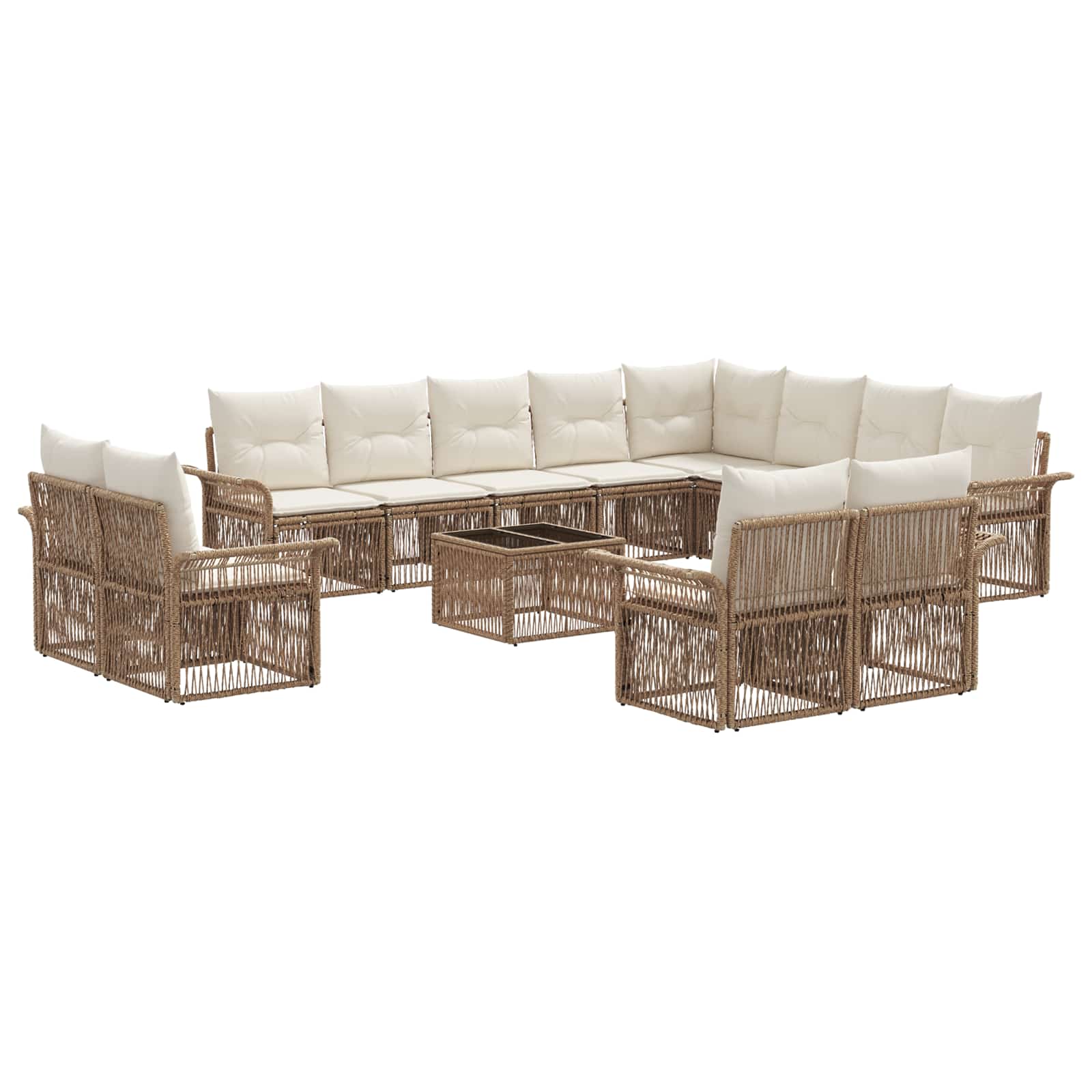 Sada zahradních pohovek 13 pcs Beige a krémová bílá polyratan