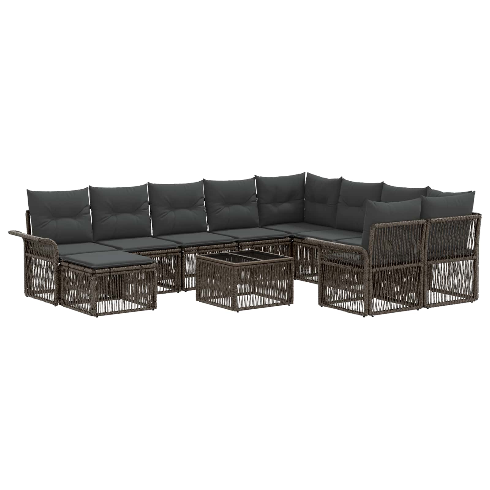 Tuinbankenset 11 st Grijs poly rattan - Afbeelding 2